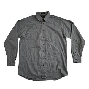 Viyella (Men's Large) Traditional Fit Button Down Shirt‎ Solid Gray Wool Blend